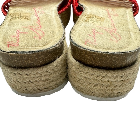Vintage Havana Red Rope Bottom Crochet Style Espadrille Platform Sandal Size 8.5 - Picture 7 of 8